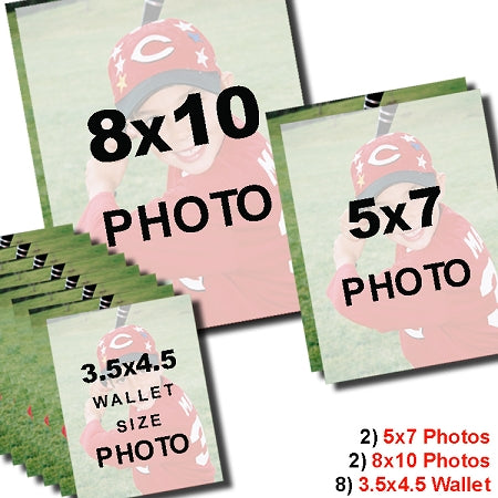 2-8x10 Photos, 2-5x7 Photos and 8-3.5x2.5 Wallets